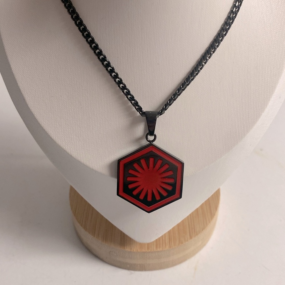 Licensed Star Wars First Order Black and Red Stainless Steel Necklace